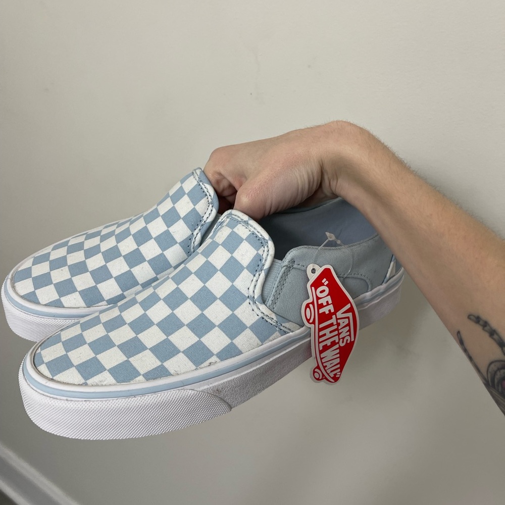 Blue Checkered Asher Vans